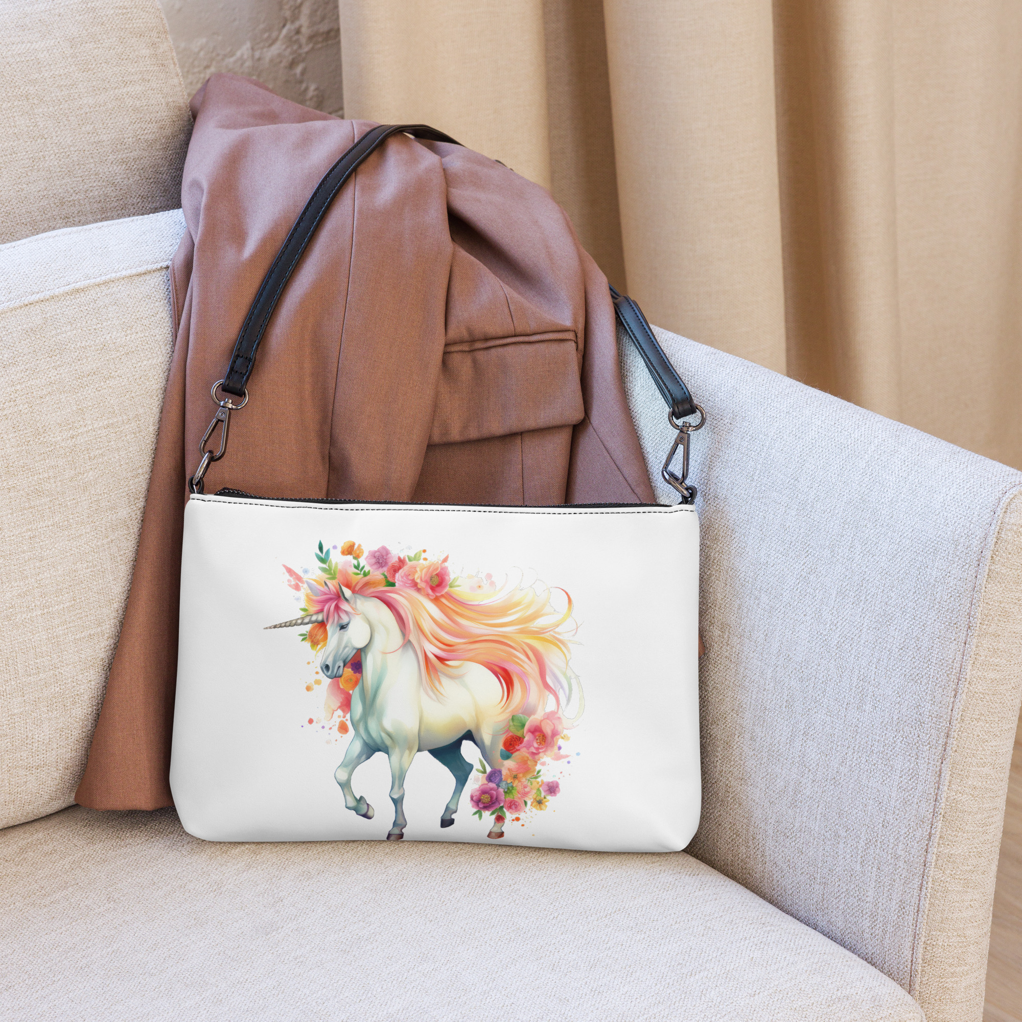 prancing flower unicorn Crossbody bag - Image 2